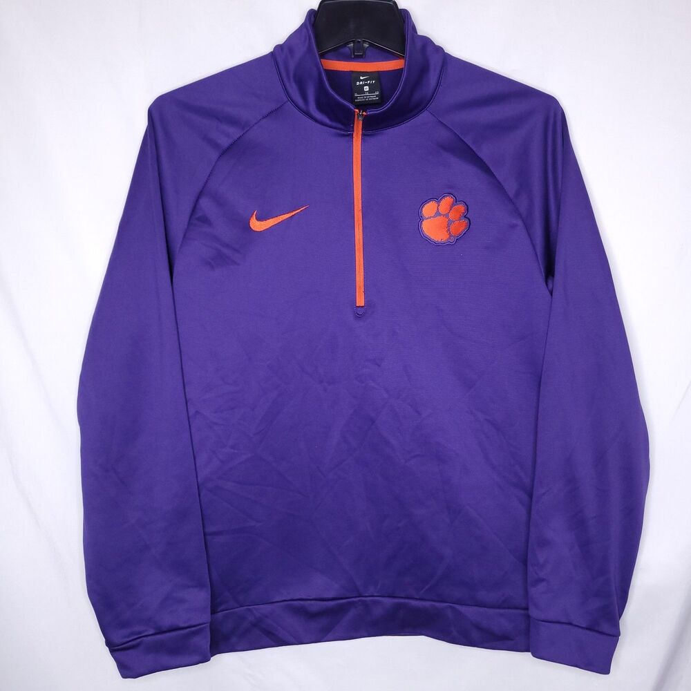 Nike Clemson Tigers Jacket Mens XL Purple Fleece 1/4 Zip Dri Fit